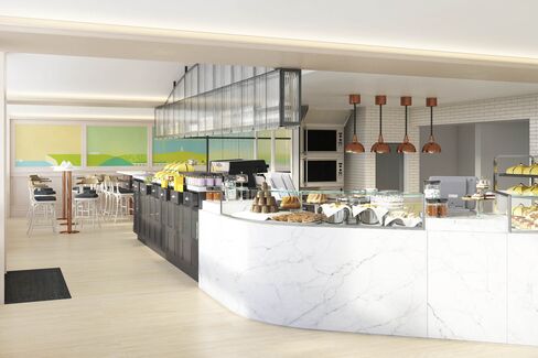 A rendering of Dominique Ansel's upcoming London bakery. The two-story space opens in Belgravia in September, with a menu of New York classics and exclusive, British-inspired creations.