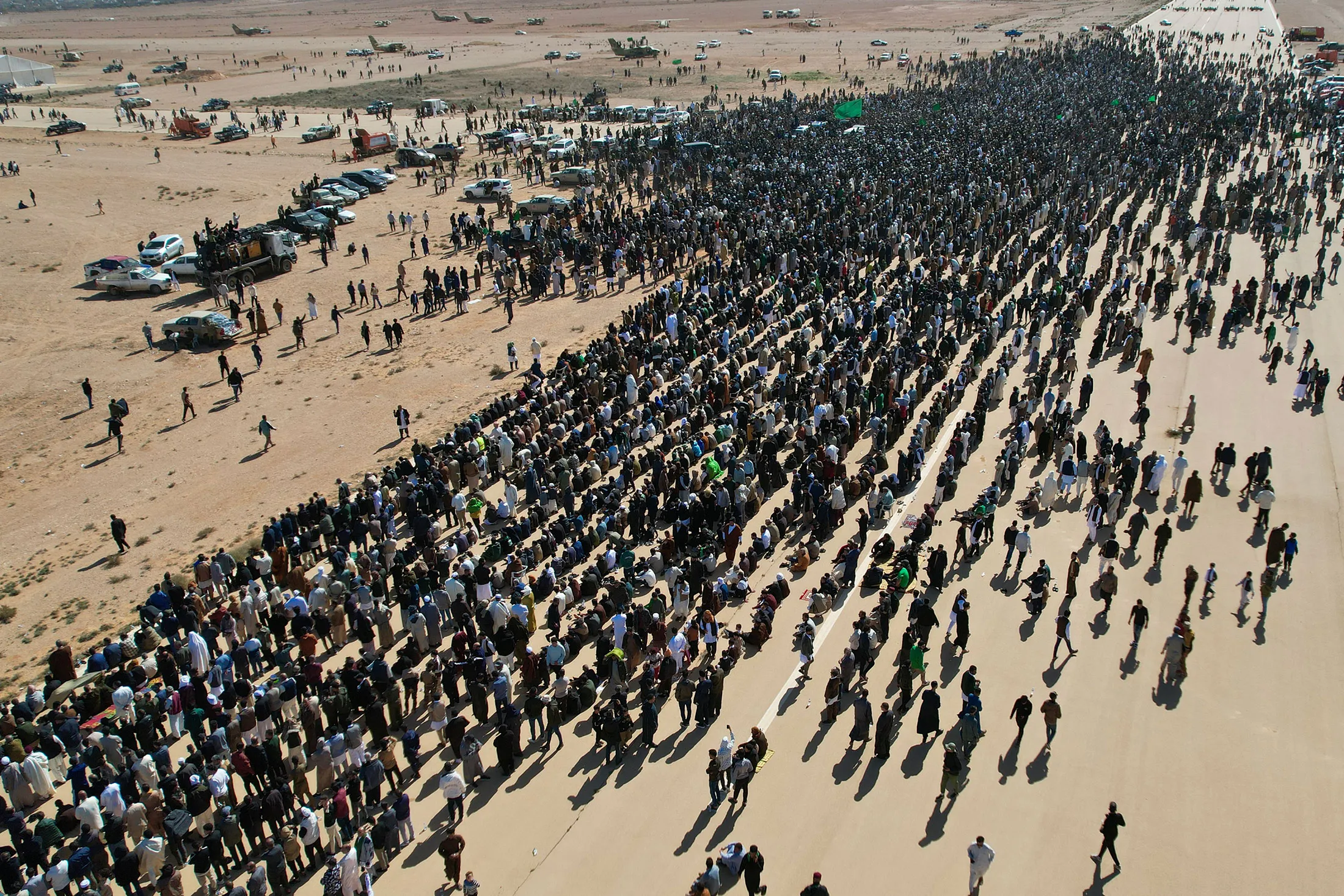 Mourners attend the funeral of Saif al-Islam Qaddafi in Bani Walid, Libya, on Feb. 6.