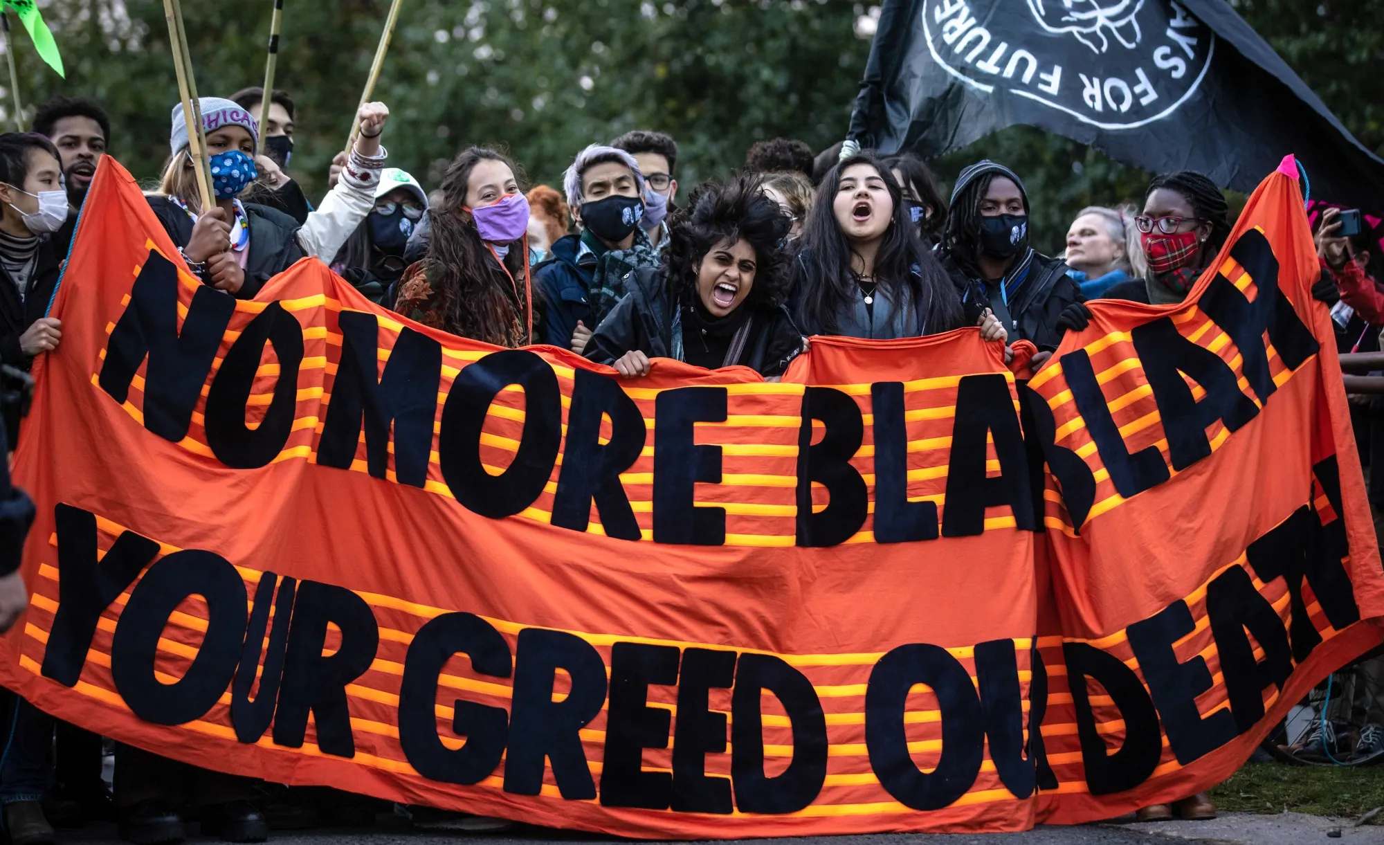 A Fridays for Future protest at Festival Park during last year’s&nbsp;COP26 climate talks in Glasgow, UK, Nov. 1, 2021.
Campaigners are struggling to make it to this year’s event in Sharm el-Sheikh, Egypt.&nbsp;&nbsp;