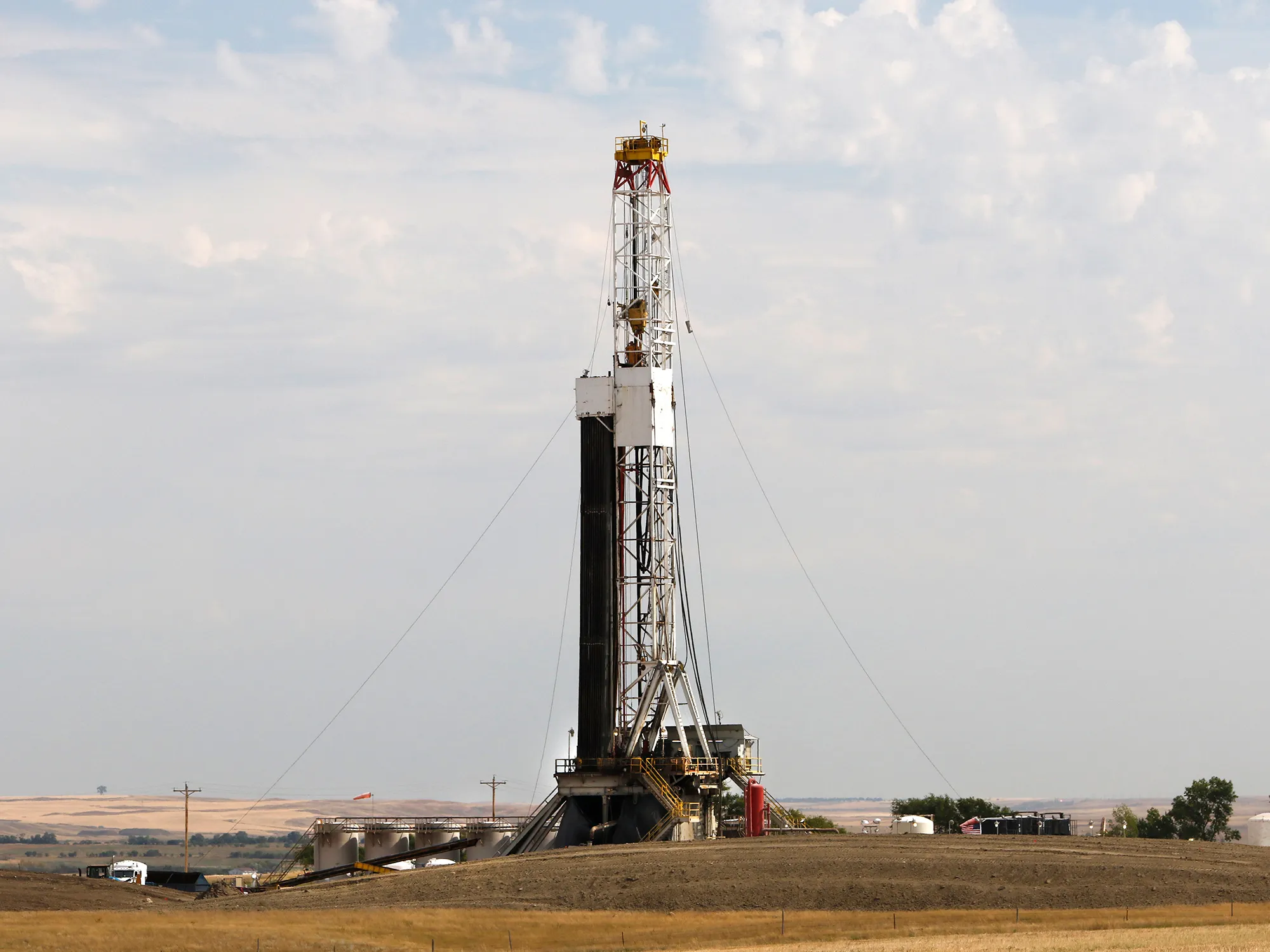 A Pioneer oil and gas drilling rig&nbsp;in the Bakken shale basin.