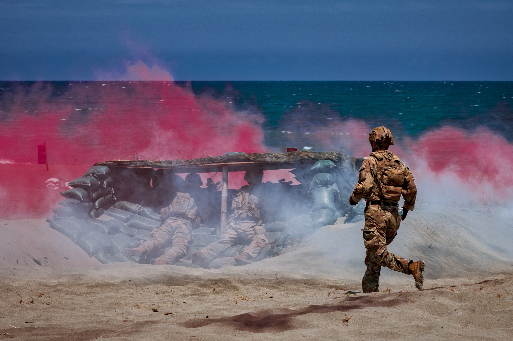 U.S. troops take part in a counter-landing live fire exercise as part of the annual Balikatan joint military drills in the Philippines on May 4. Photographer: Ezra Acayan/Getty Images
