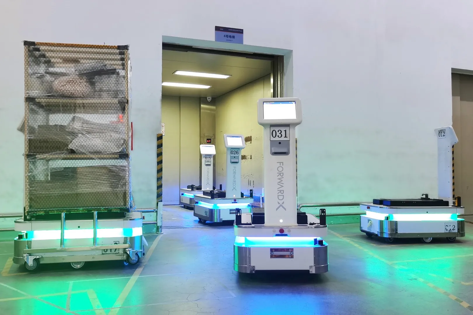 ForwardX mobile robots at a factory in China.