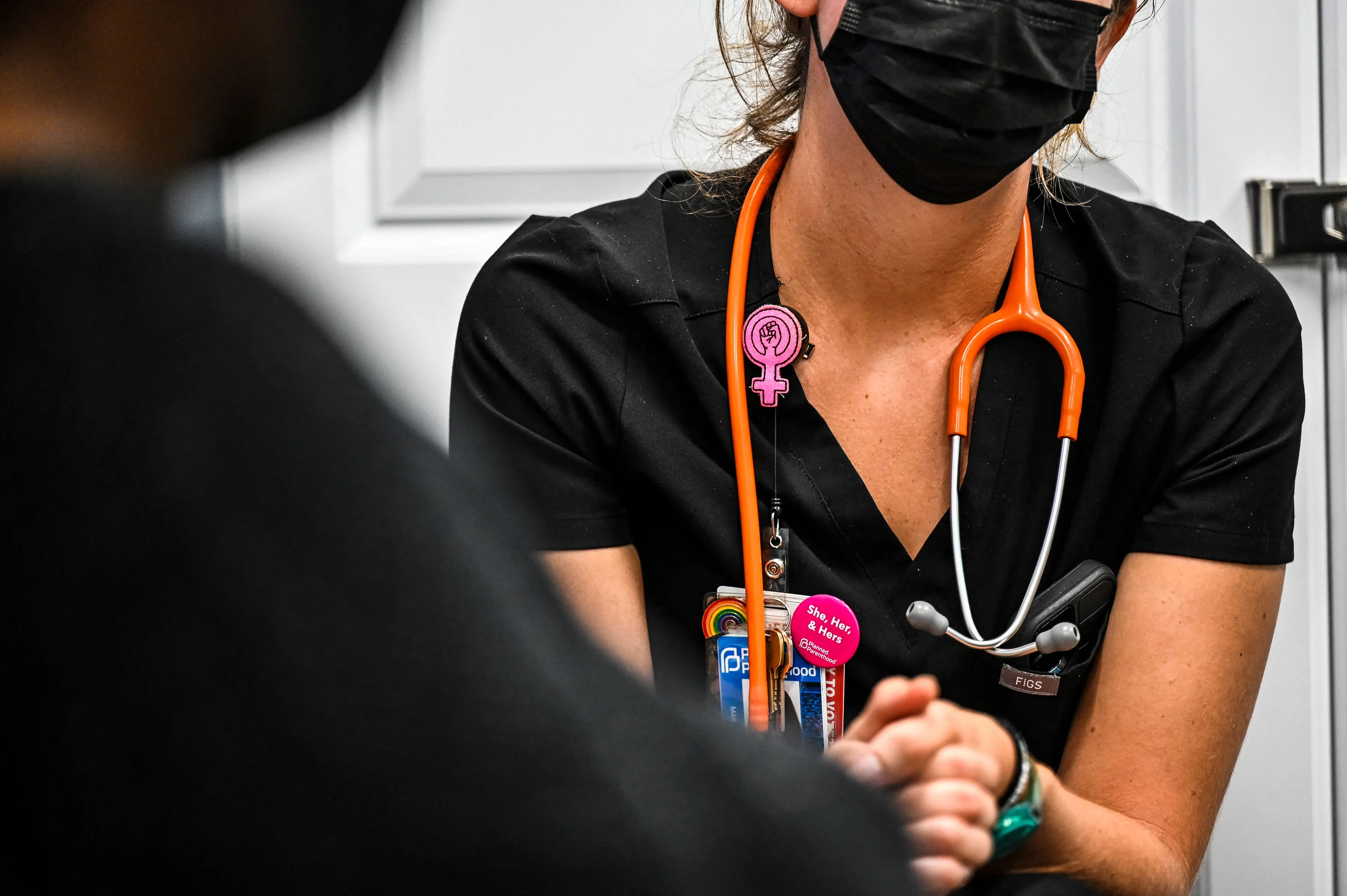 A nurse checks the vitals of a patient at a Planned Parenthood Abortion Clinic in Jacksonville, Florida.