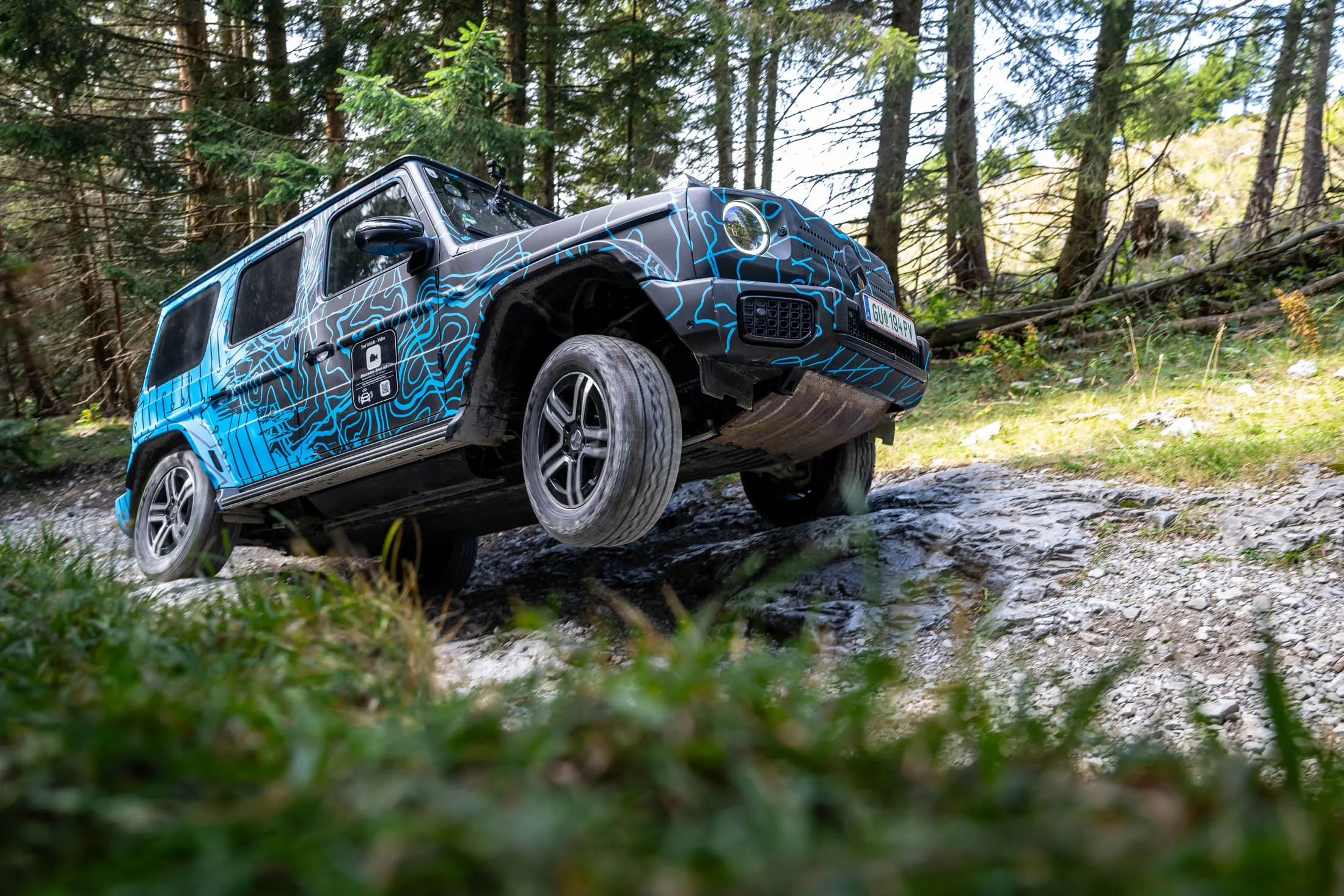 The new electric Mercedes-Benz G-Class goes off-road&nbsp;in October&nbsp;near Graz, Austria. Based on Schöckl Mountain, its&nbsp;proving ground&nbsp;includes miles of trails with&nbsp;gradients up to 60% and lateral inclinations up to 40%.