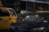 A passenger sits in the back of a Lyft Inc. driver's vehicle travel in New York, U.S., on Thursday, Aug. 9, 2018. New York's city council dealt a political blow to Uber Technologies Inc. and other app-based car-for-hire companies by approving a one-year industry wide cap on new licenses and giving the city Taxi & Limousine Commission authority to set minimum pay standards for drivers.