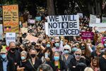 People attend a protest against sexual violence and gender inequality in Melbourne on March 15.&nbsp;