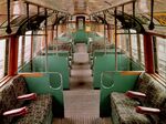 Moquette designed by Joy Jarvis on a restored Tube carriage from 1938