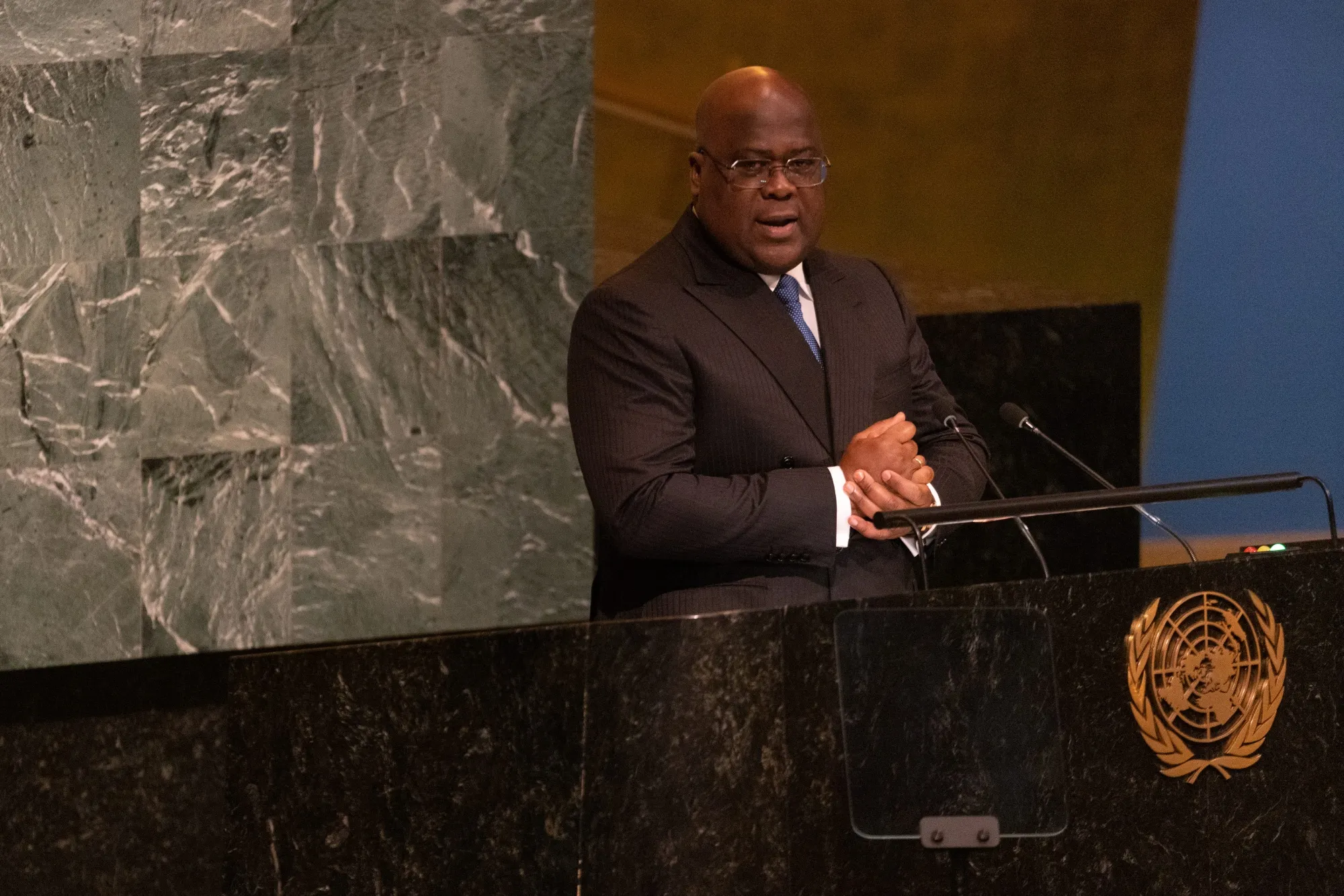 Felix Tshisekedi during the United Nations General Assembly&nbsp;in New York, on Sept. 20.