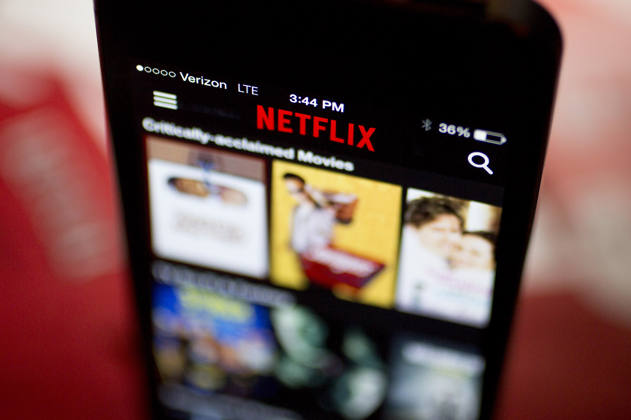 The Netflix Inc. application (app) is displayed on an Apple Inc. iPhone 5s

