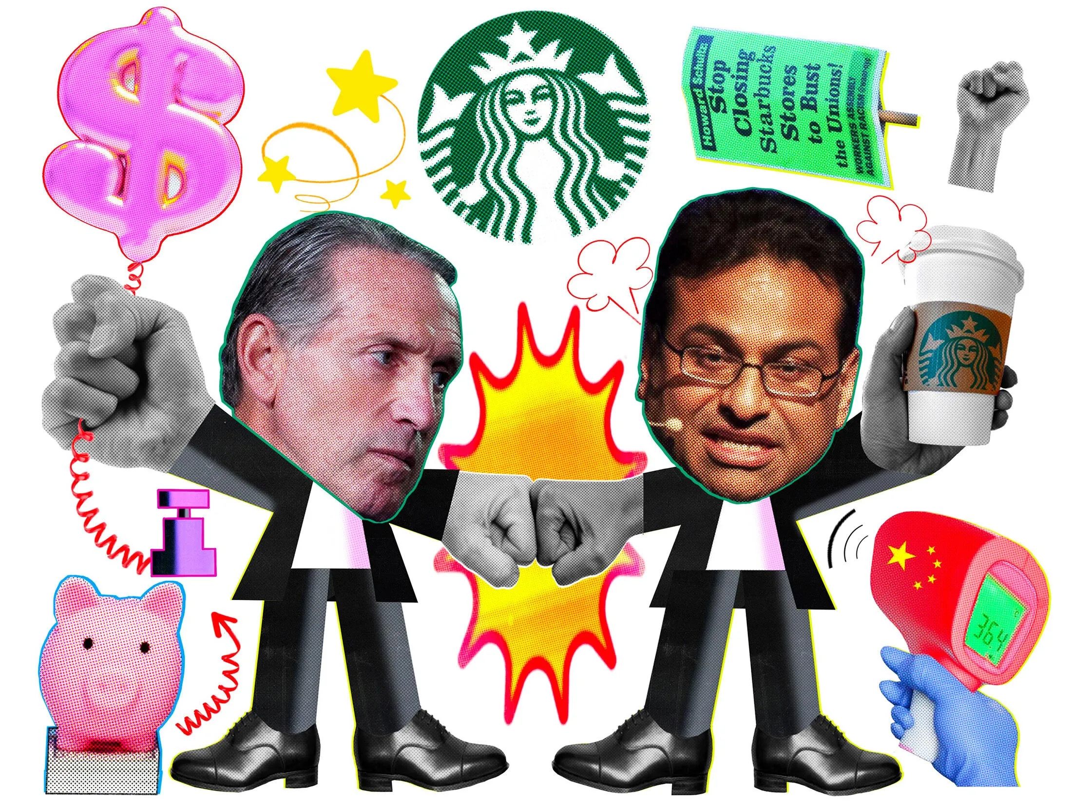 Starbucks&nbsp;founder and interim president Howard Schultz (left) with incoming CEO&nbsp;Laxman Narasimhan.