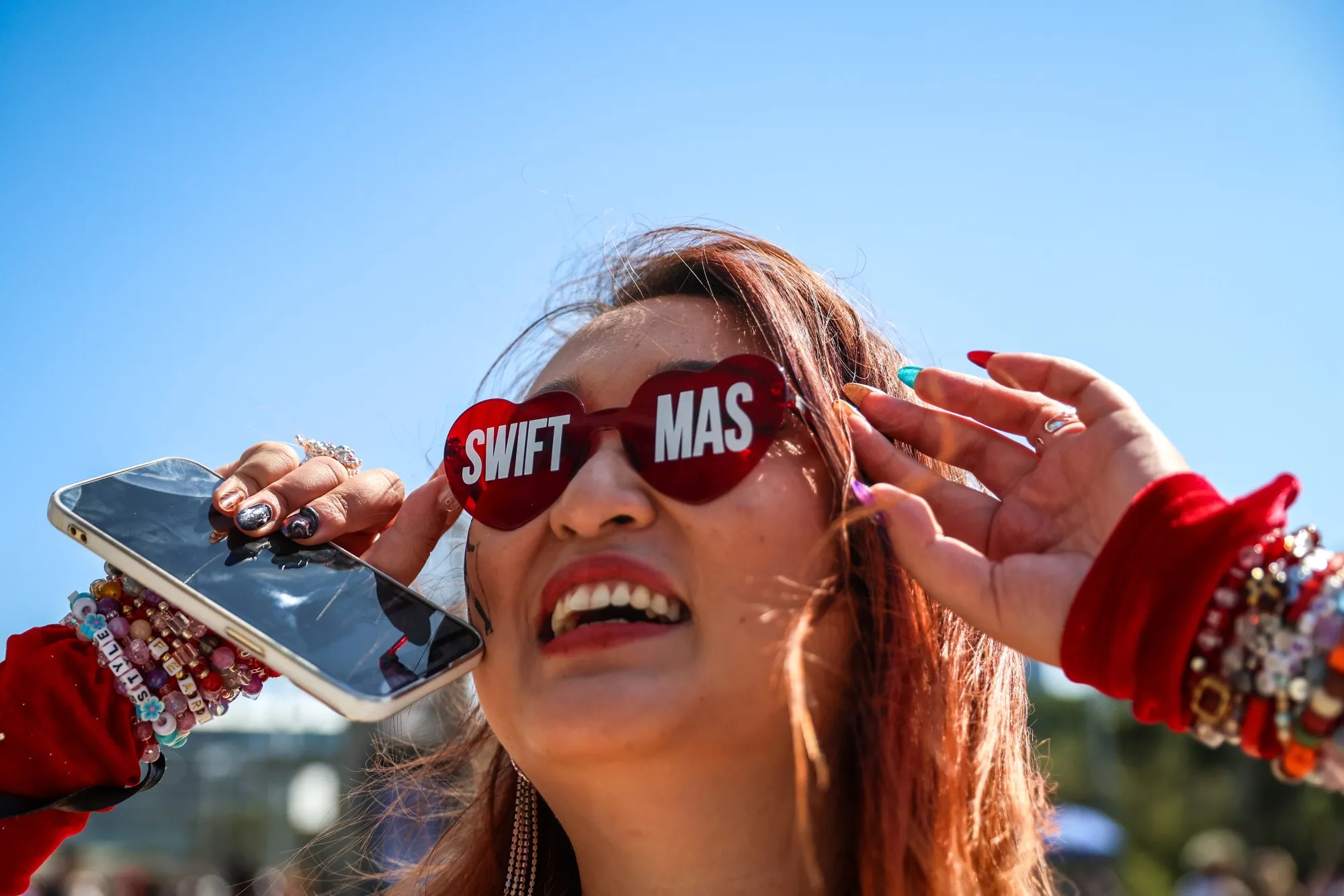A Taylor Swift fan&nbsp;poses for a photo&nbsp;before the The Eras Tour.&nbsp;