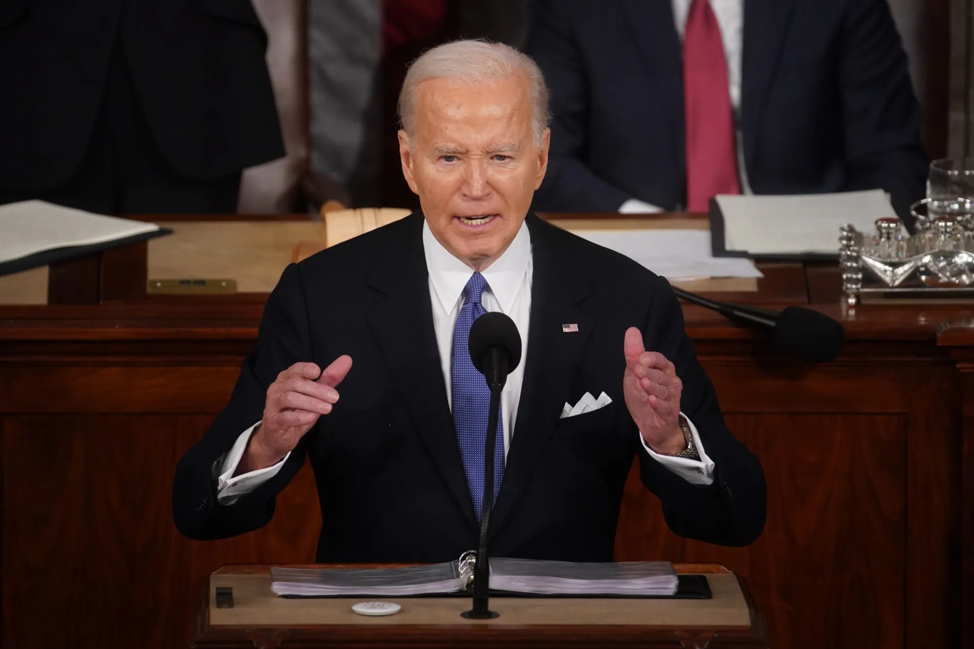 President Joe Biden during a State of the Union address at the US Capitol in Washington, DC, on Thursday, March 7, 2024.&nbsp;
