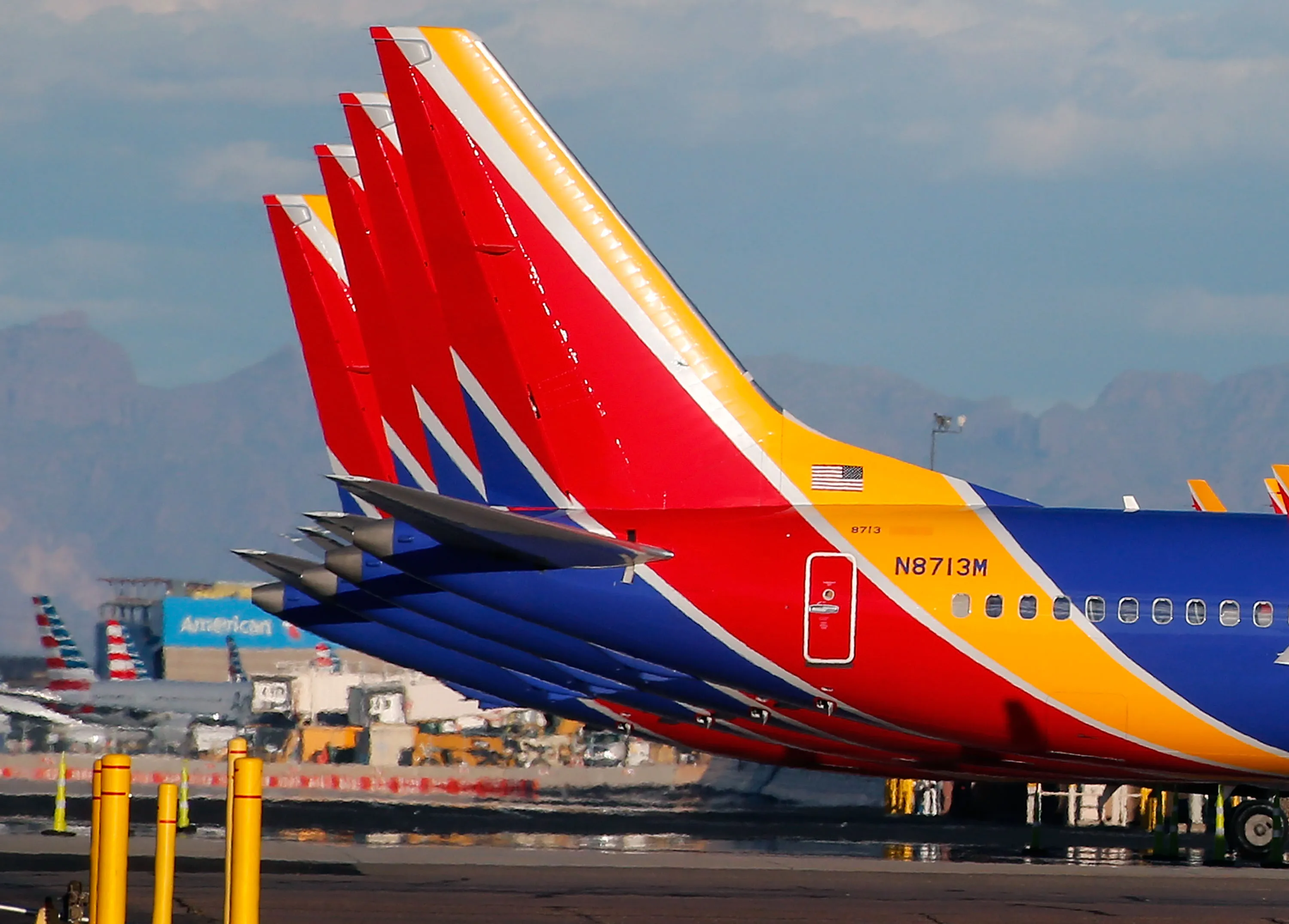Southwest Airlines' Boeing 737 MAX 8 jets at Phoenix Sky Harbor International Airport. Photograher: Ralph Freso/Getty Images