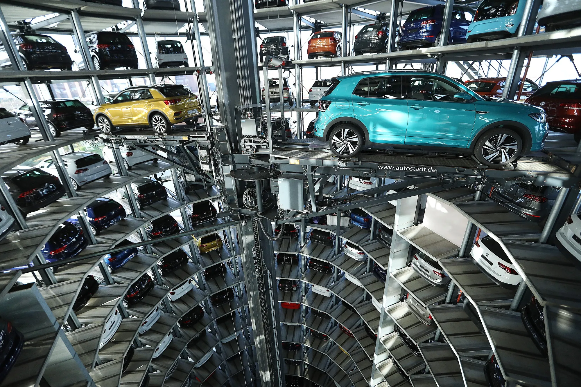New Volkswagen cars at the VW headquarters in Wolfsburg.