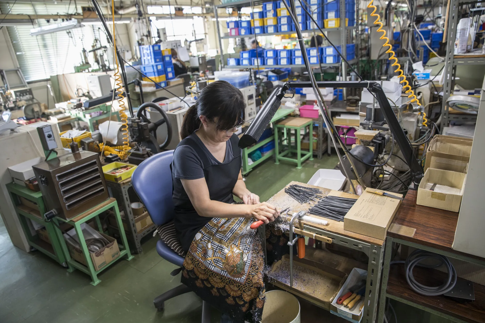 An employee works at a factory in Sabae, Fukui Prefecture, Japan.&nbsp;