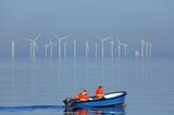 Wind turbines at sea of Lillgrund, Sweden's largest offshore wind farm south of the oeresund Bridge