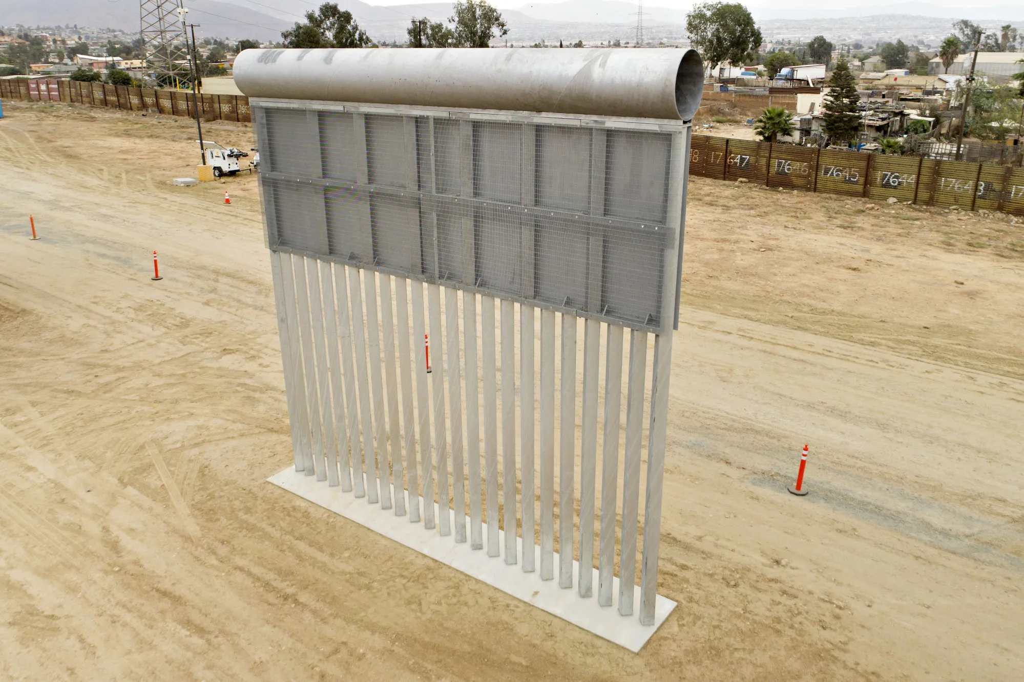 A prototype U.S.-Mexico border wall.