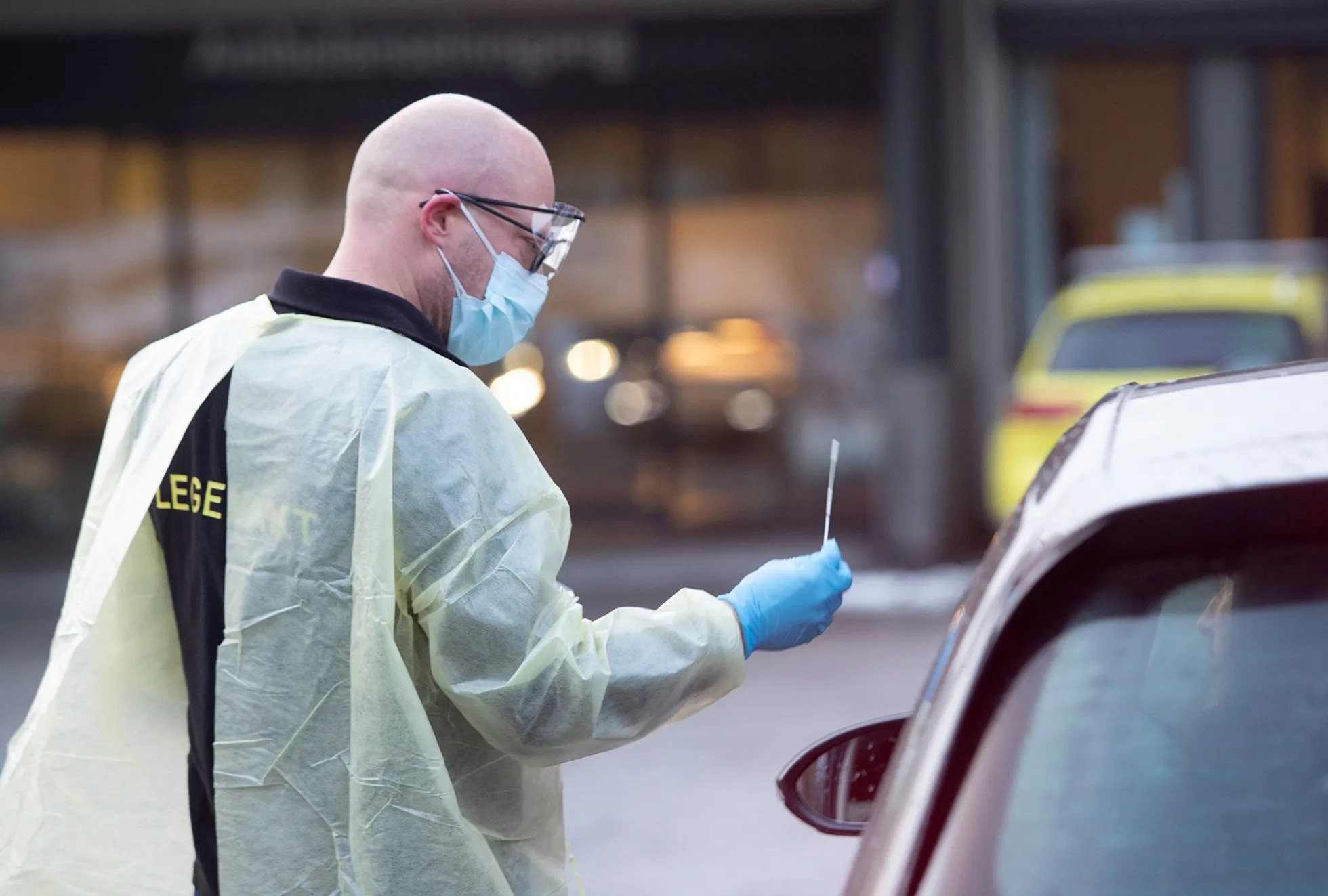 A doctor&nbsp;performs a test&nbsp;for the novel coronavirus&nbsp;in Sandvika, Norway on March 2.&nbsp;