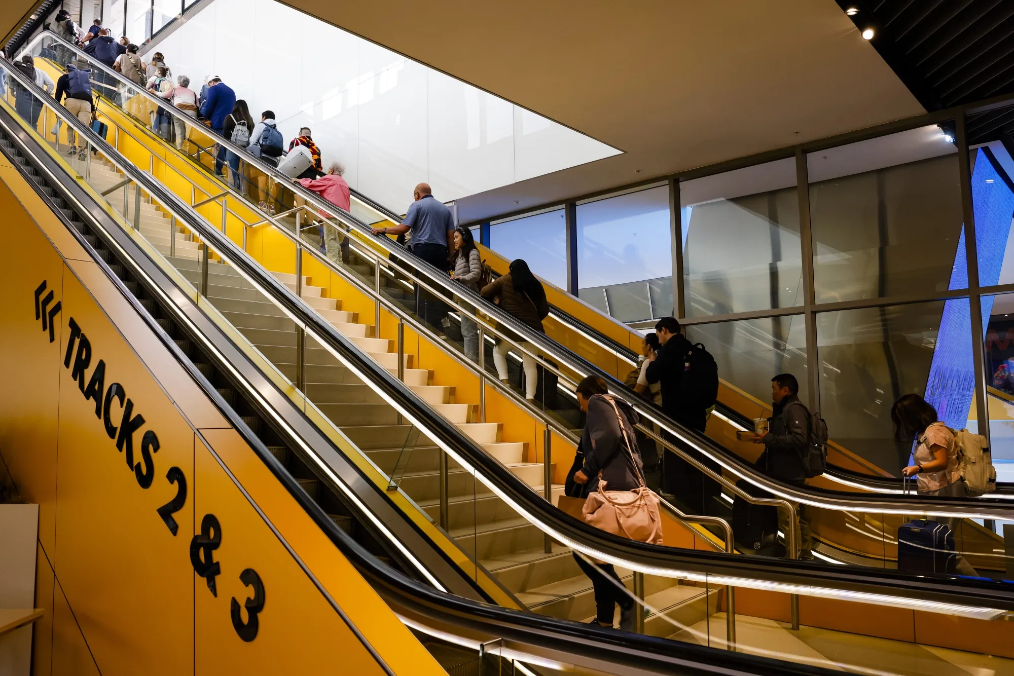 Passengers at the Brightline train station in Miami.