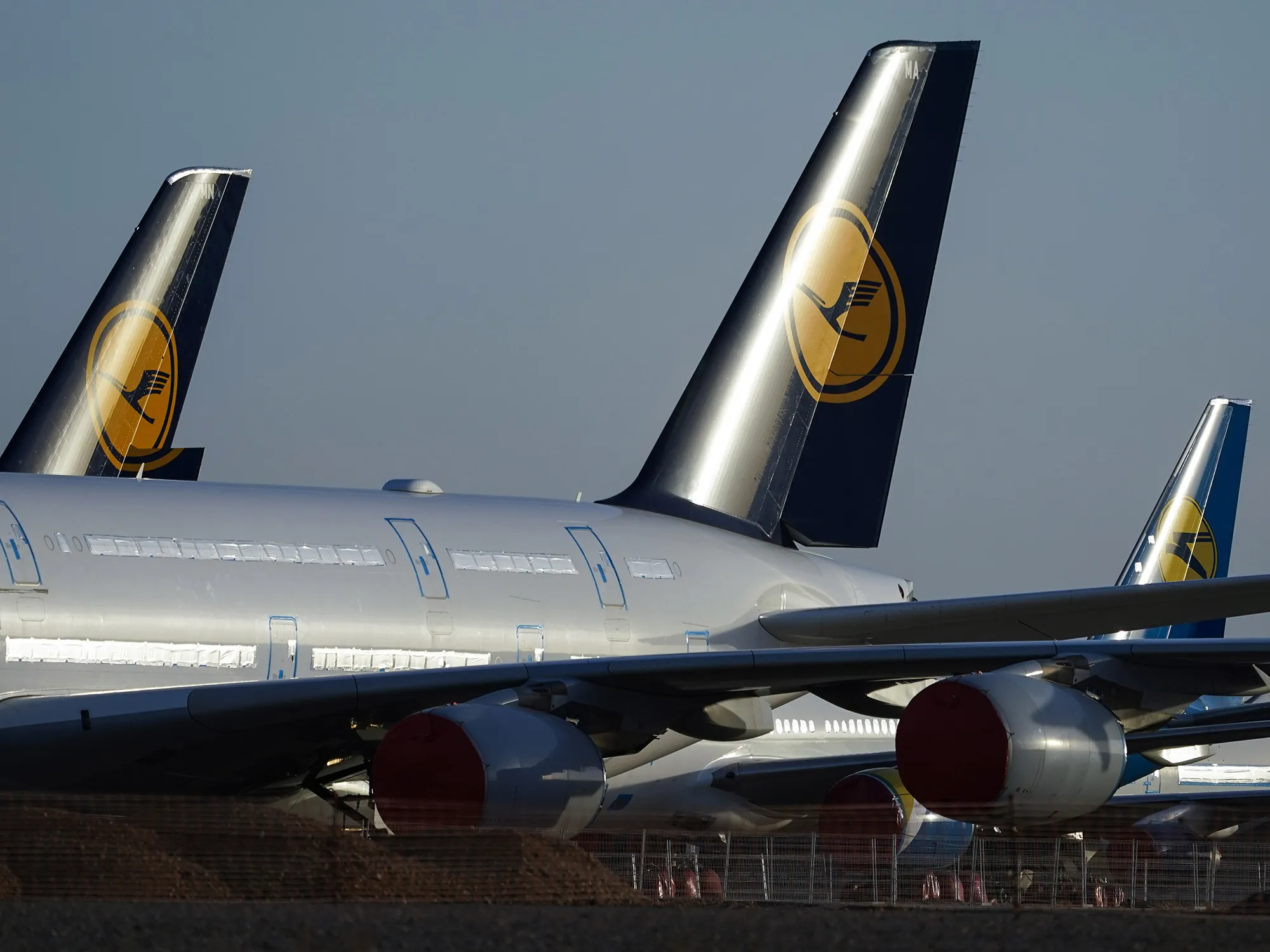 Deutsche Lufthansa passenger aircraft at Teruel Airport in Teruel, Spain.