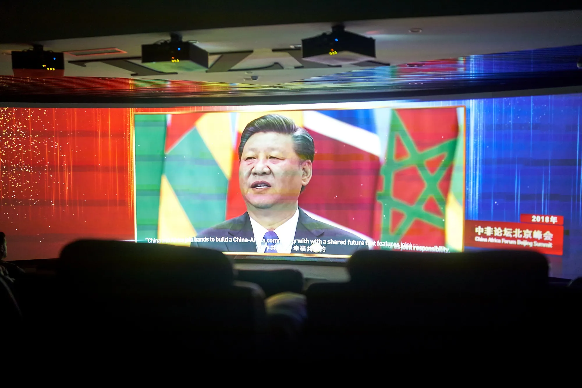 A speech by Chinese President Ji Xinping broadcast at the Tanzania-Zambia Railway Authority (TAZARA) memorial park in Lusaka, Zambia, in 2023.