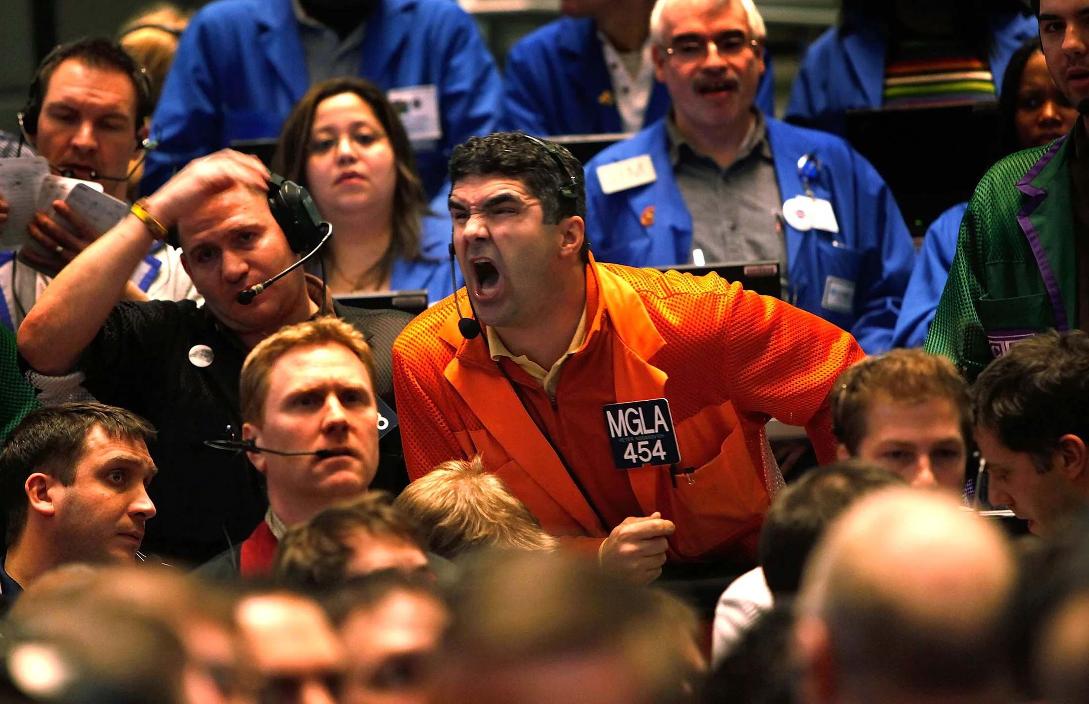 Pete Kosanovich brokering a trade in the eurodollar pit in 2010.