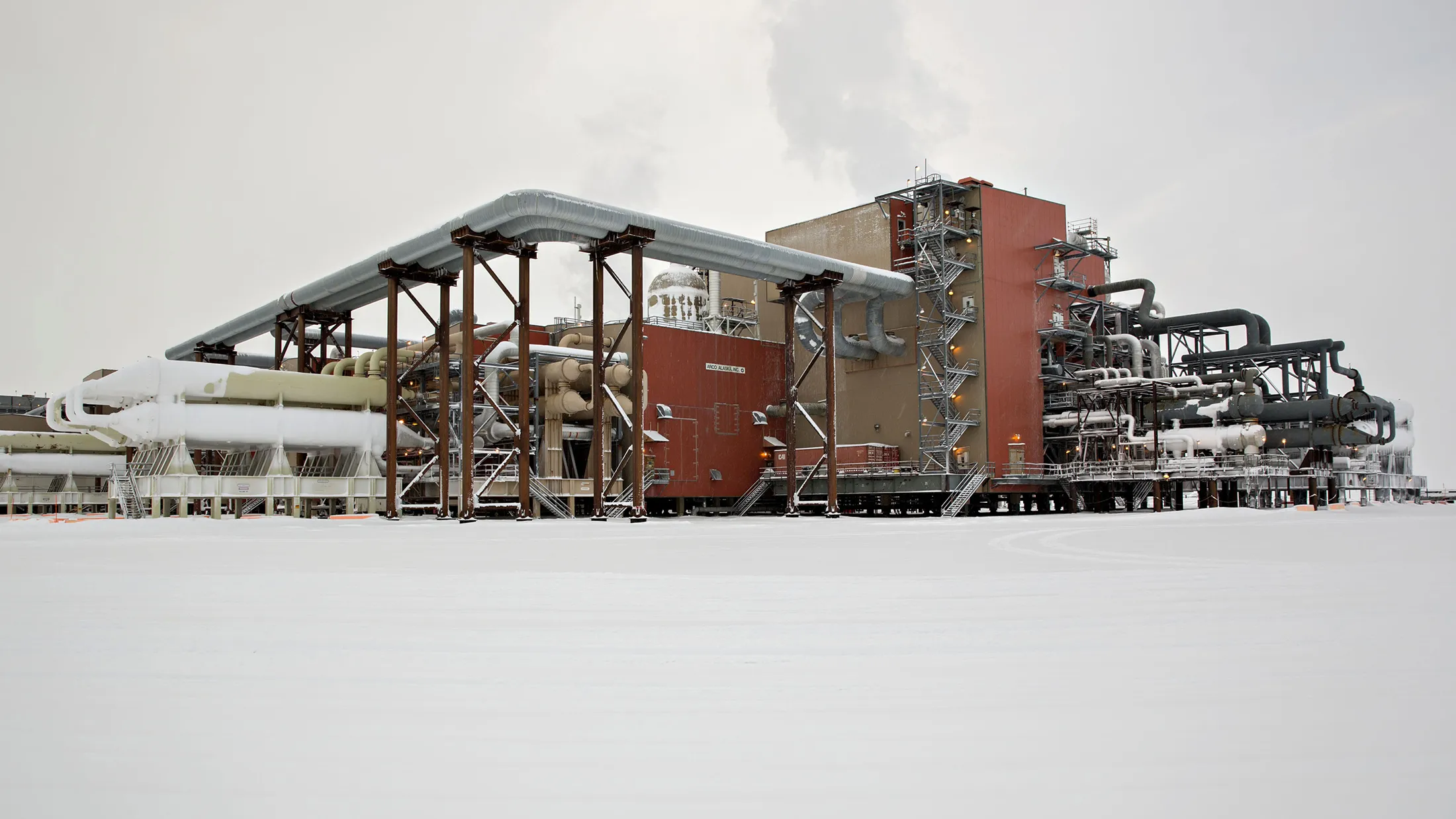 The BP Plc Central Gas Facility stands in Prudhoe Bay, Alaska, U.S., on Thursday, Feb. 16, 2017. Four decades after the Trans Alaska Pipeline System went live, transforming the North Slope into a modern-day Klondike, many Alaskans fear the best days have passed.
