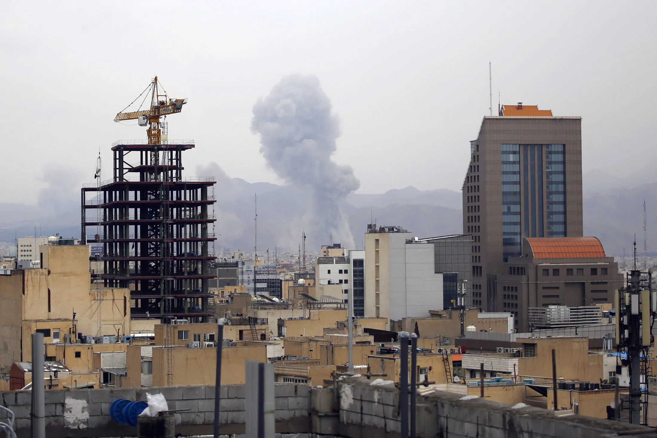 Smoke rises following an airstrike in Tehran&nbsp;on March 10.