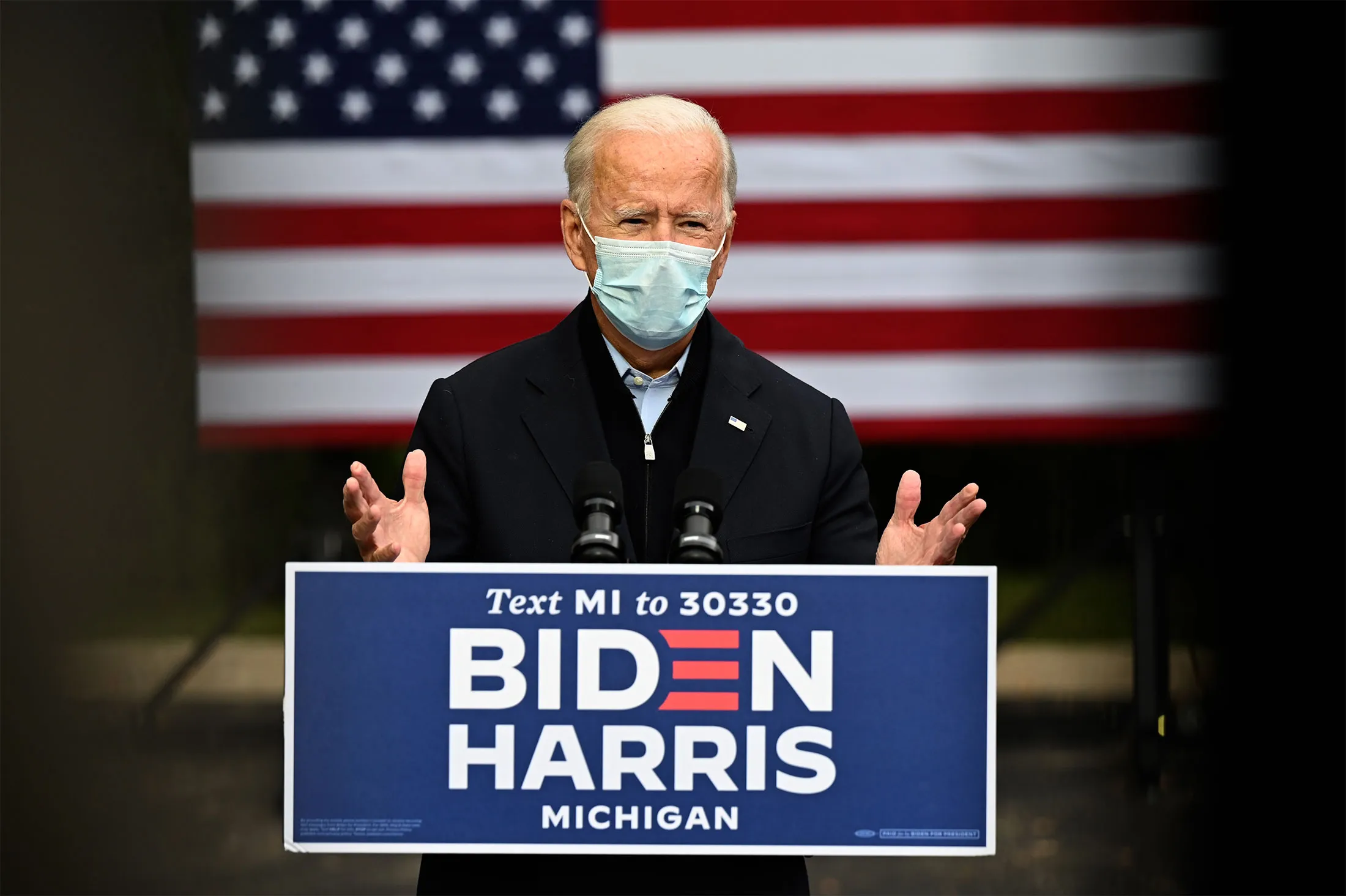 Joe Biden speaks during a campaign event in Grand Rapids, Michigan on Oct. 2.