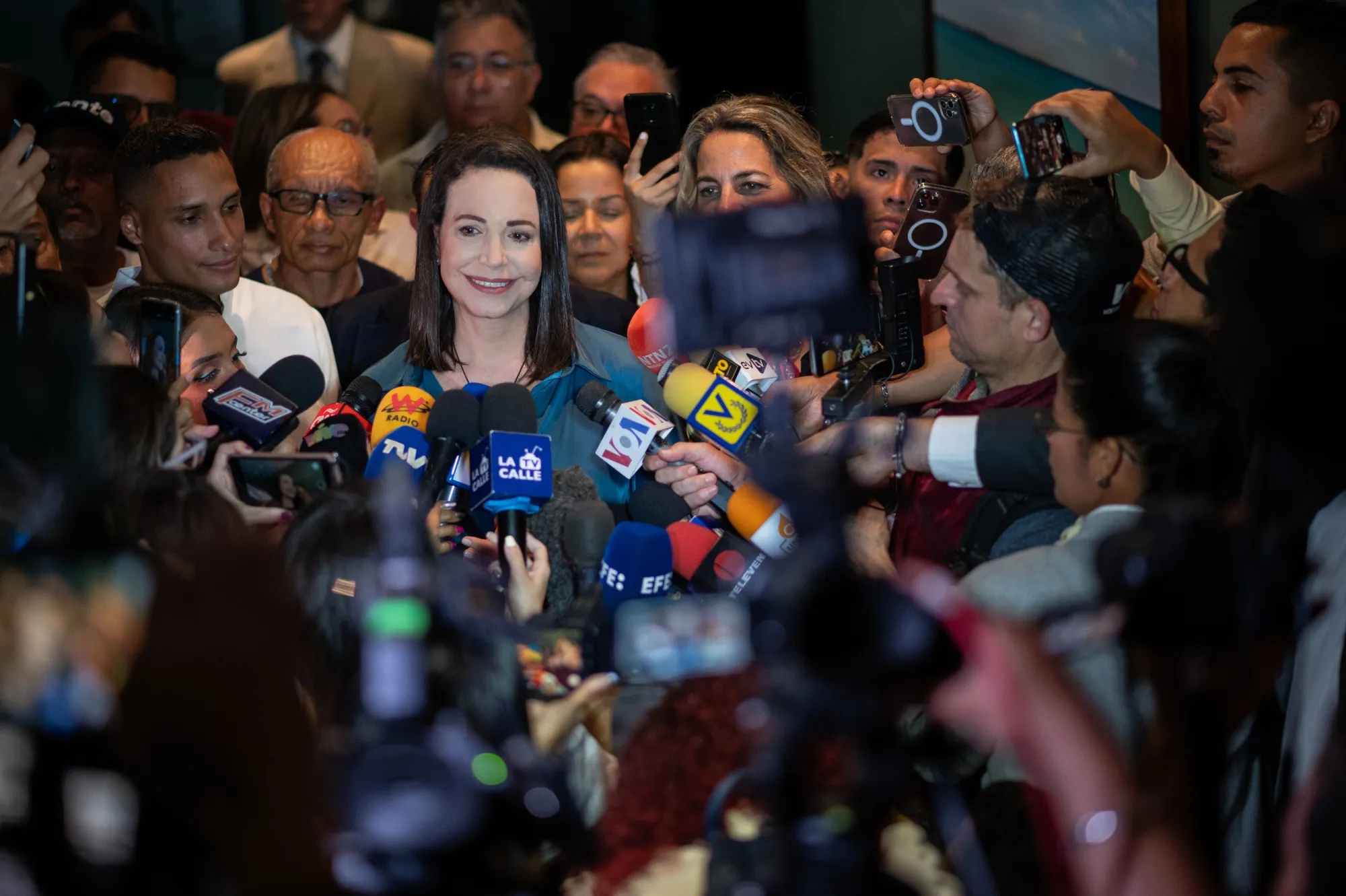 Maria Corina Machado after officially registering for the opposition primary in Caracas, Venezuela, on June 23.