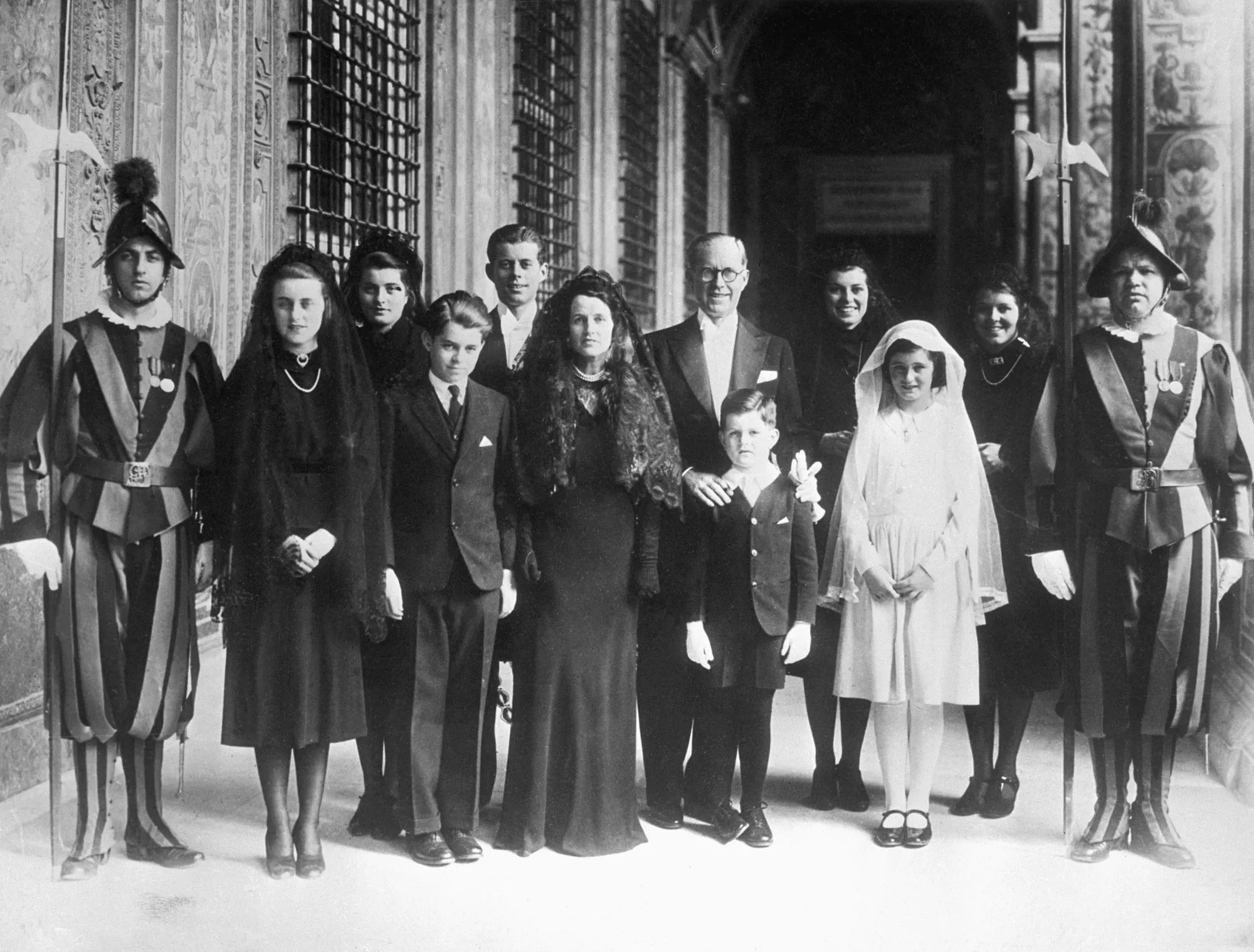 The Kennedy clan visiting the Pope in March 1939.