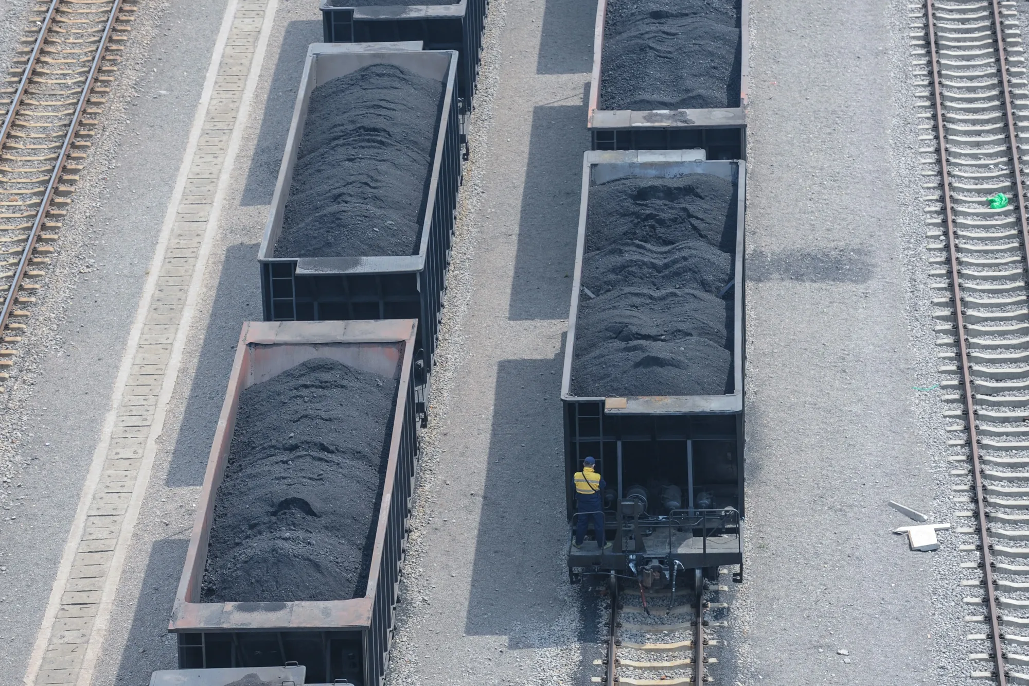 Coal loaded on trains at a coal plant in Huaibei, in China's eastern Anhui province.