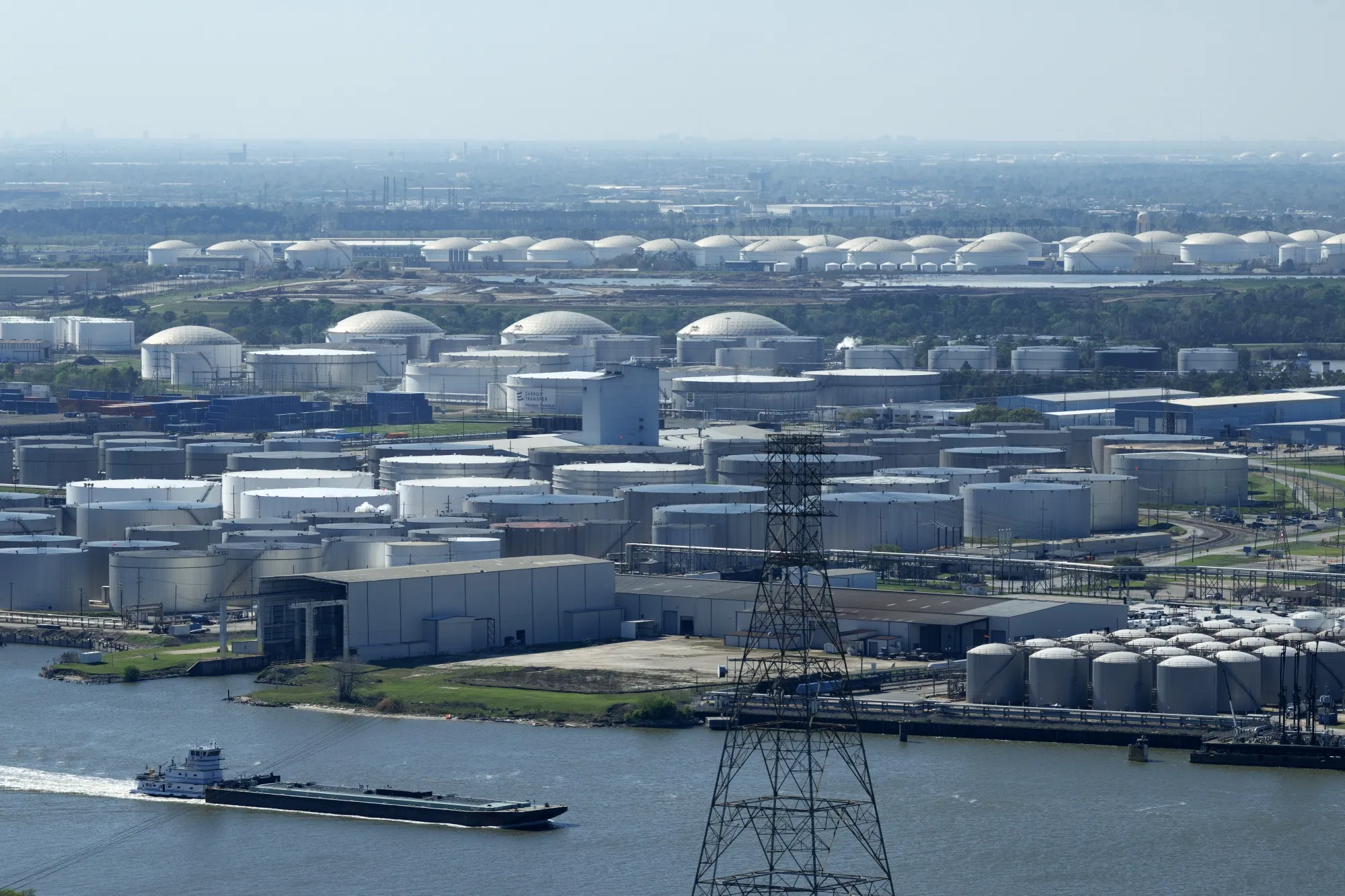 Storage tanks on the Houston Shipping Channel in La Porte, Texas.