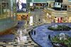 People walk through Changi Airport, Singapore.