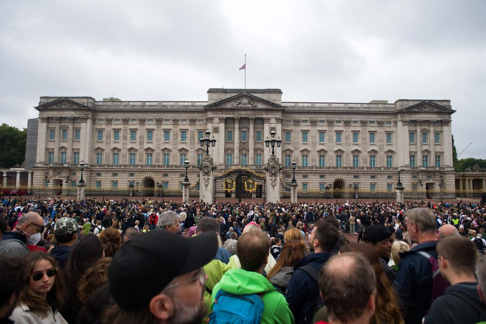 Crowds of well-wishers gather outside Buckingham Palace to pay their respects on the first day of public mourning following the death of Queen Elizabeth II.