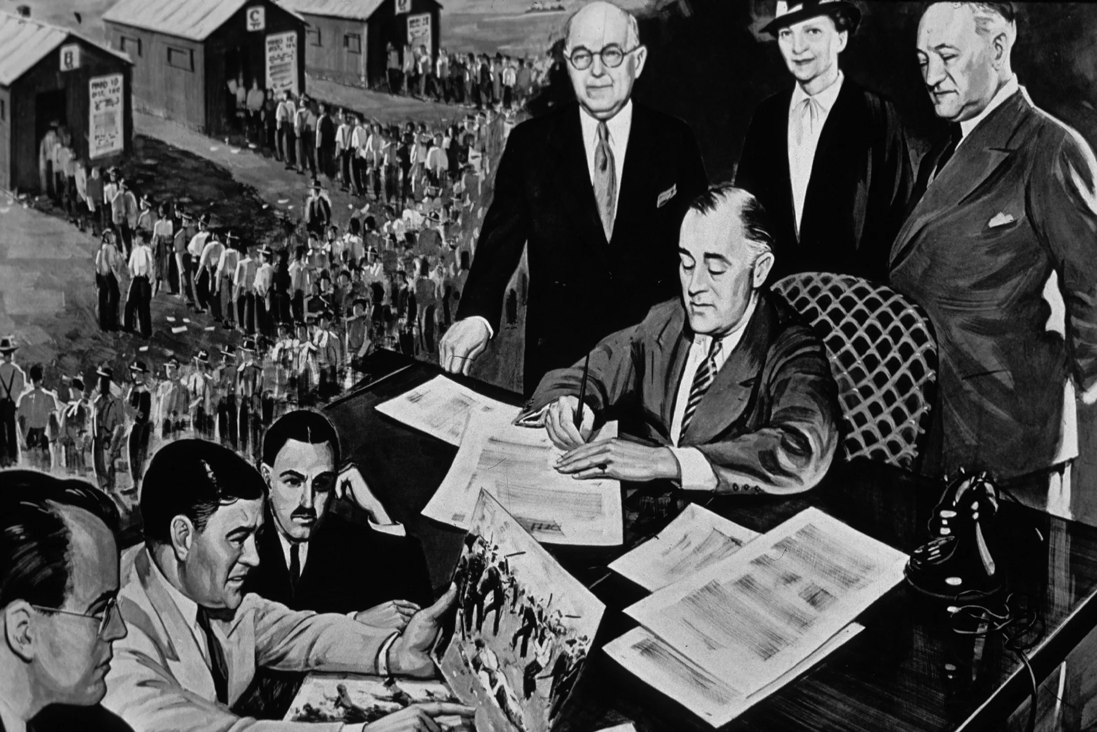 President Franklin Delano Roosevelt implemented the New Deal, a series of&nbsp;relief, recovery&nbsp;and reform programs.