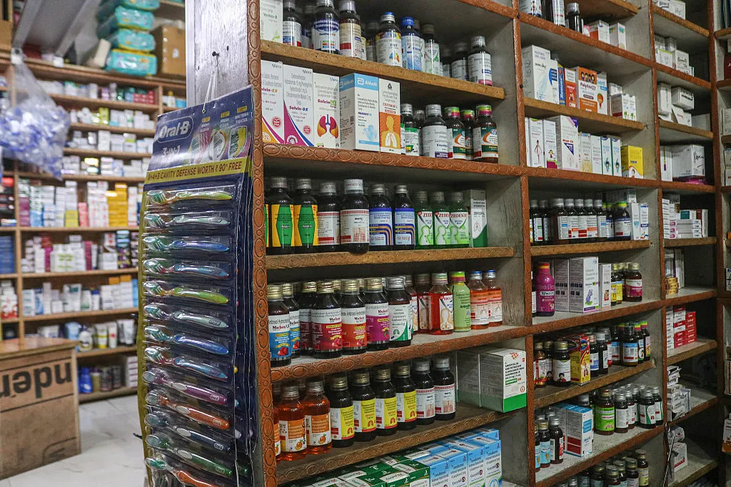 Medicines at a pharmacy in Srinagar, India.