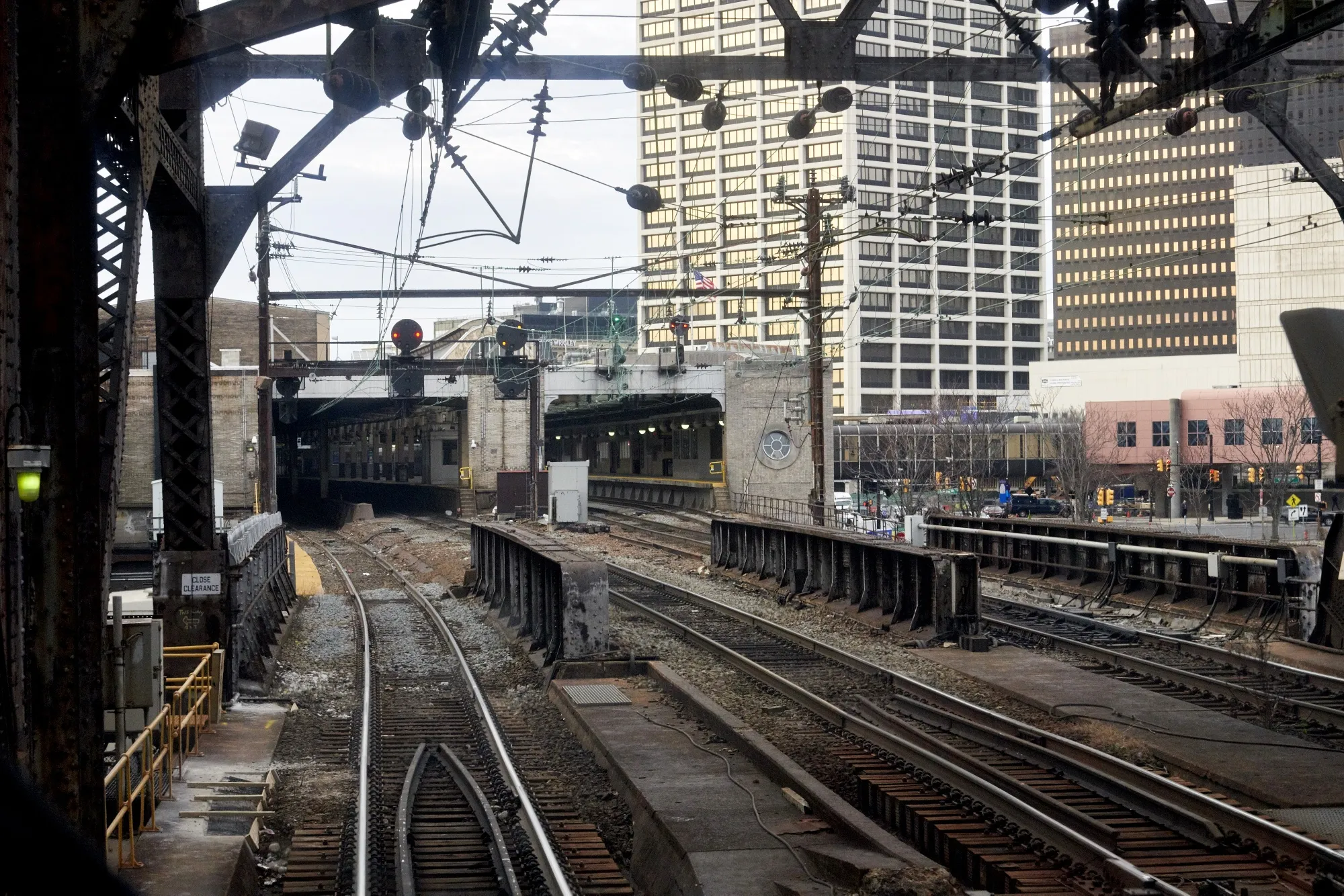 The Northeast Corridor train tracks in Newark, New Jersey.