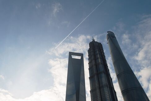 Shanghai World Financial Center, the Jinmao Tower, and the Shanghai Tower