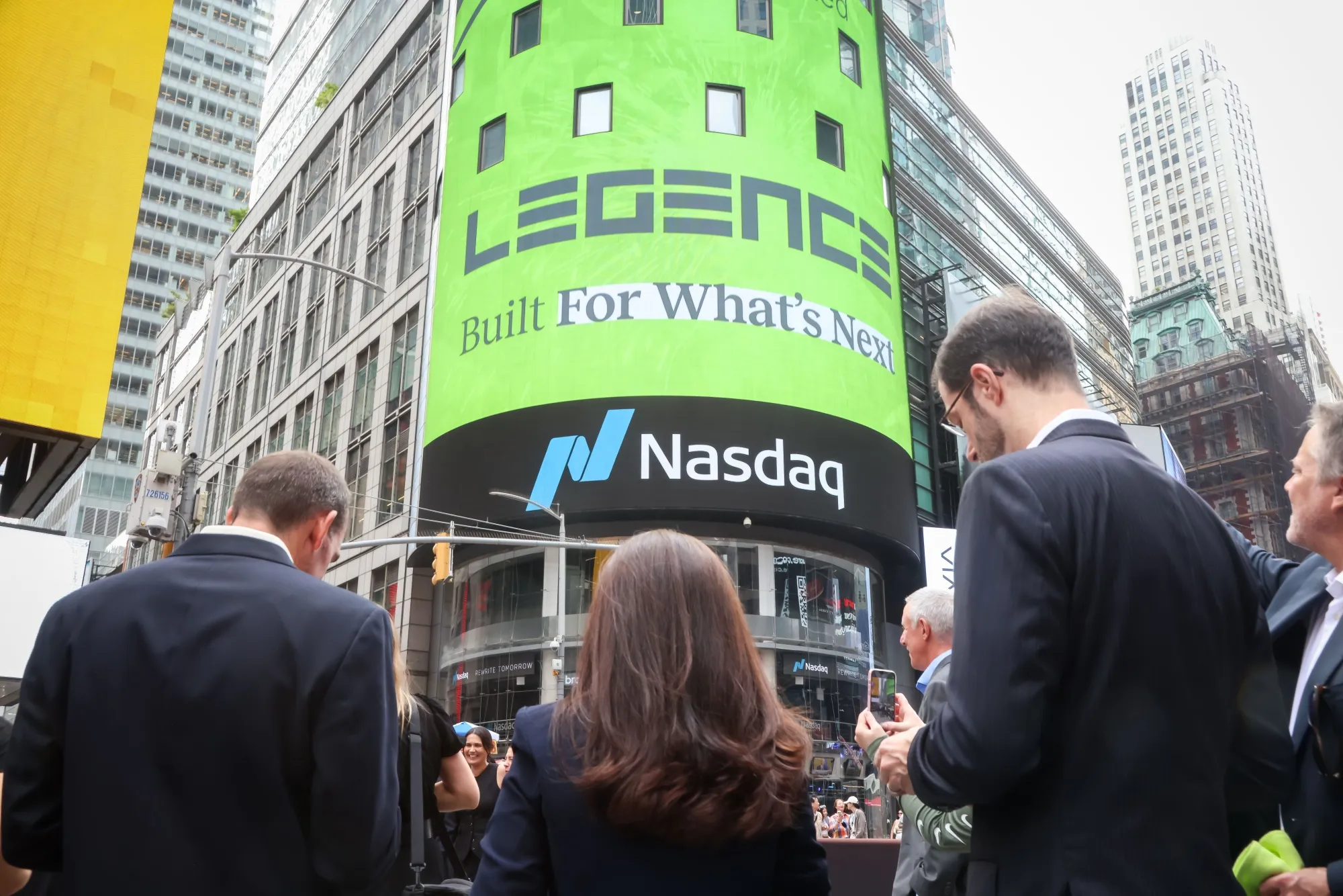 Legence Corp. signage during the company's IPO at the Nasdaq MarketSite in New York on&nbsp;Sept. 12.