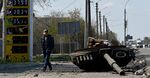 The turret of a destroyed Russian tank in the village of Skybyn, Ukraine.
