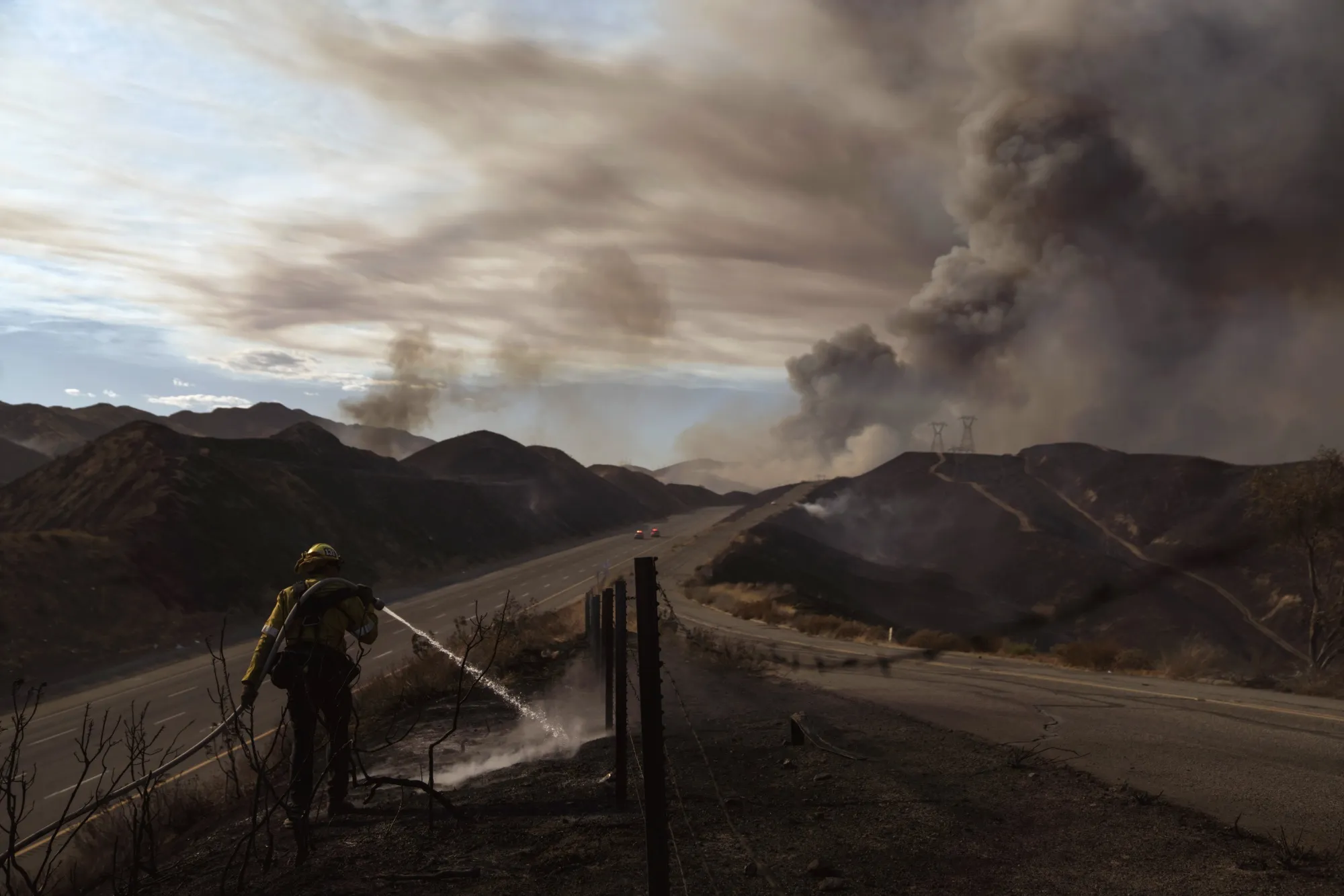 A firefighter during the Route Fire in California, on&nbsp;Aug. 31.