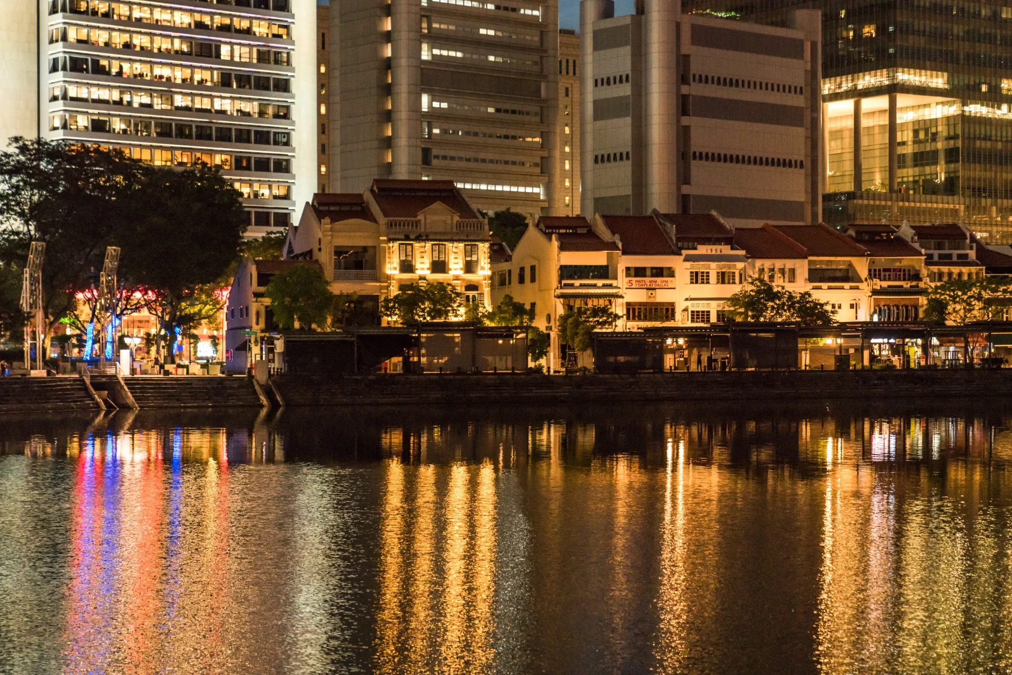 Boat Quay during lockdown in Singapore.