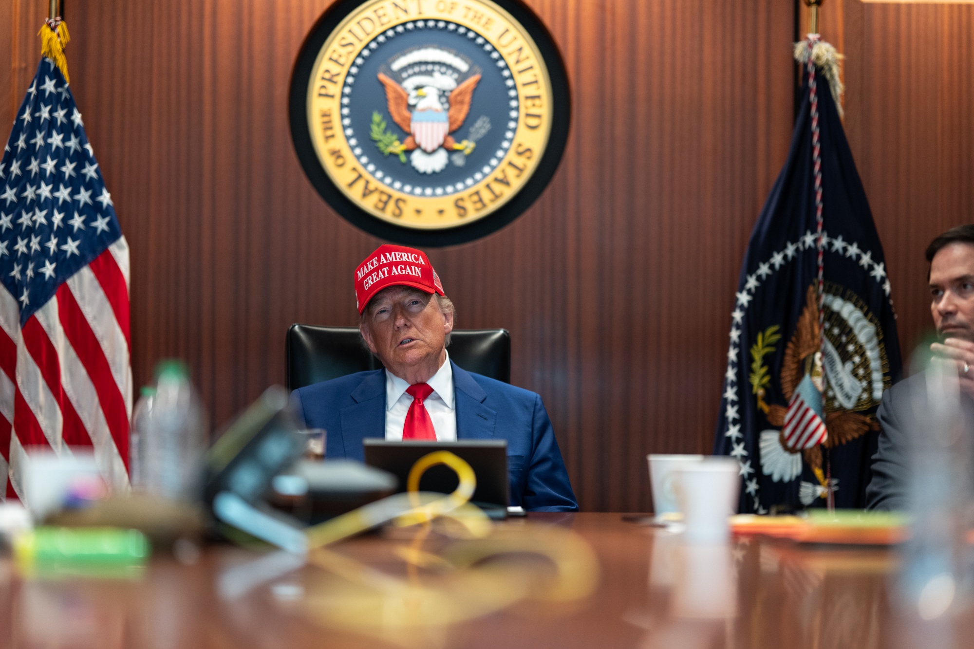 President Donald Trump and Secretary of State Marco Rubio in the Situation Room.