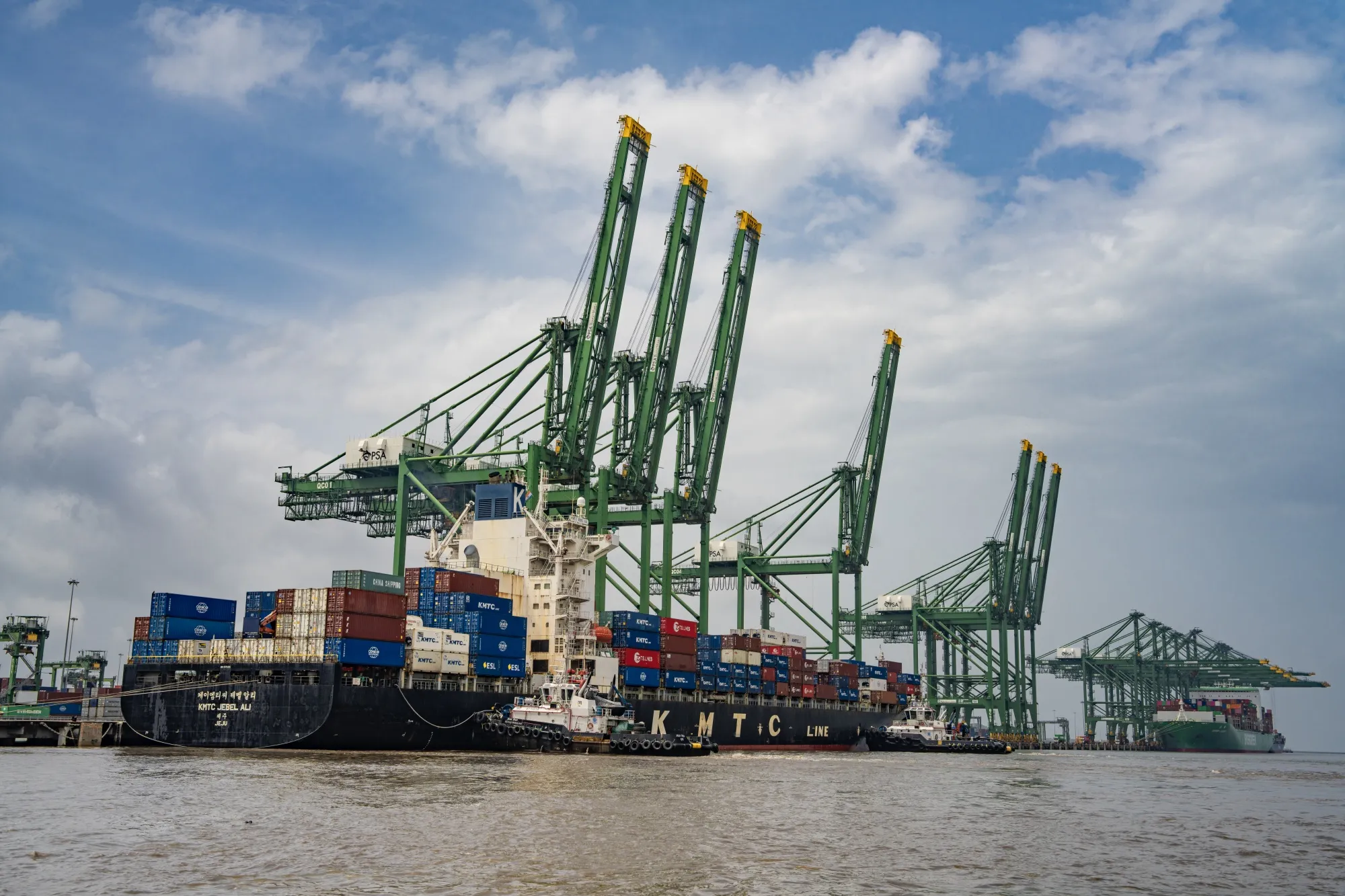 Shipping containers at the Jawaharlal Nehru Port in Navi Mumbai, Maharashtra, India.
