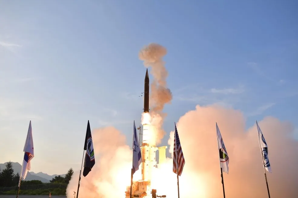 An Arrow-3 Interceptor missile flight test.