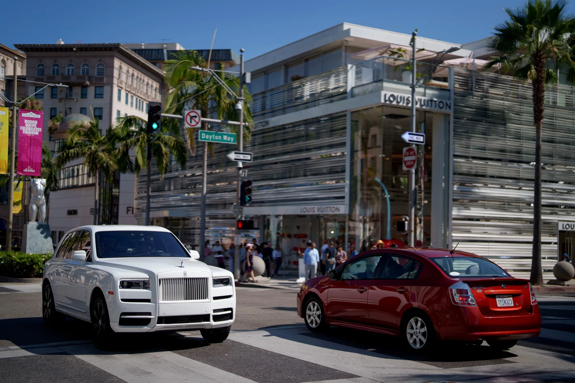 The Louis Vuitton store on Rodeo Drive in Beverly Hills, California.