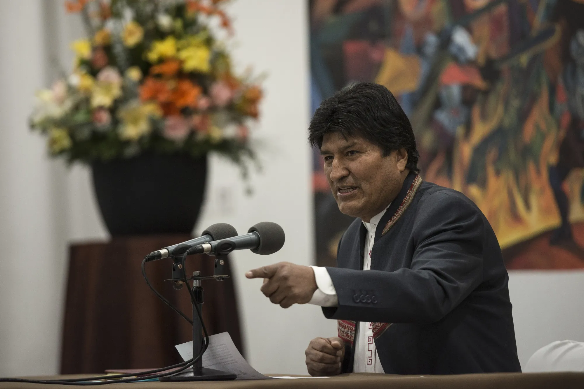 Evo Morales, Bolivia’s president, speaks during a press conference on Oct. 24, 2019.
