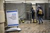 Visitors enter a Covid-19 vaccination centre at Guys hospital in London earlier in February.