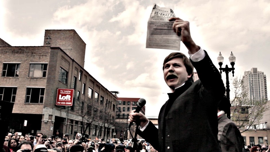 Chicagoans reenact the Haymarket Riot 125 years later.
